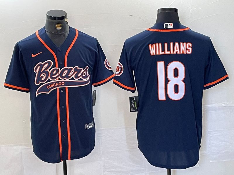 Men Chicago Bears 18 Williams Blue Joint Name 2024 Nike Limited NFL Jersey style 1